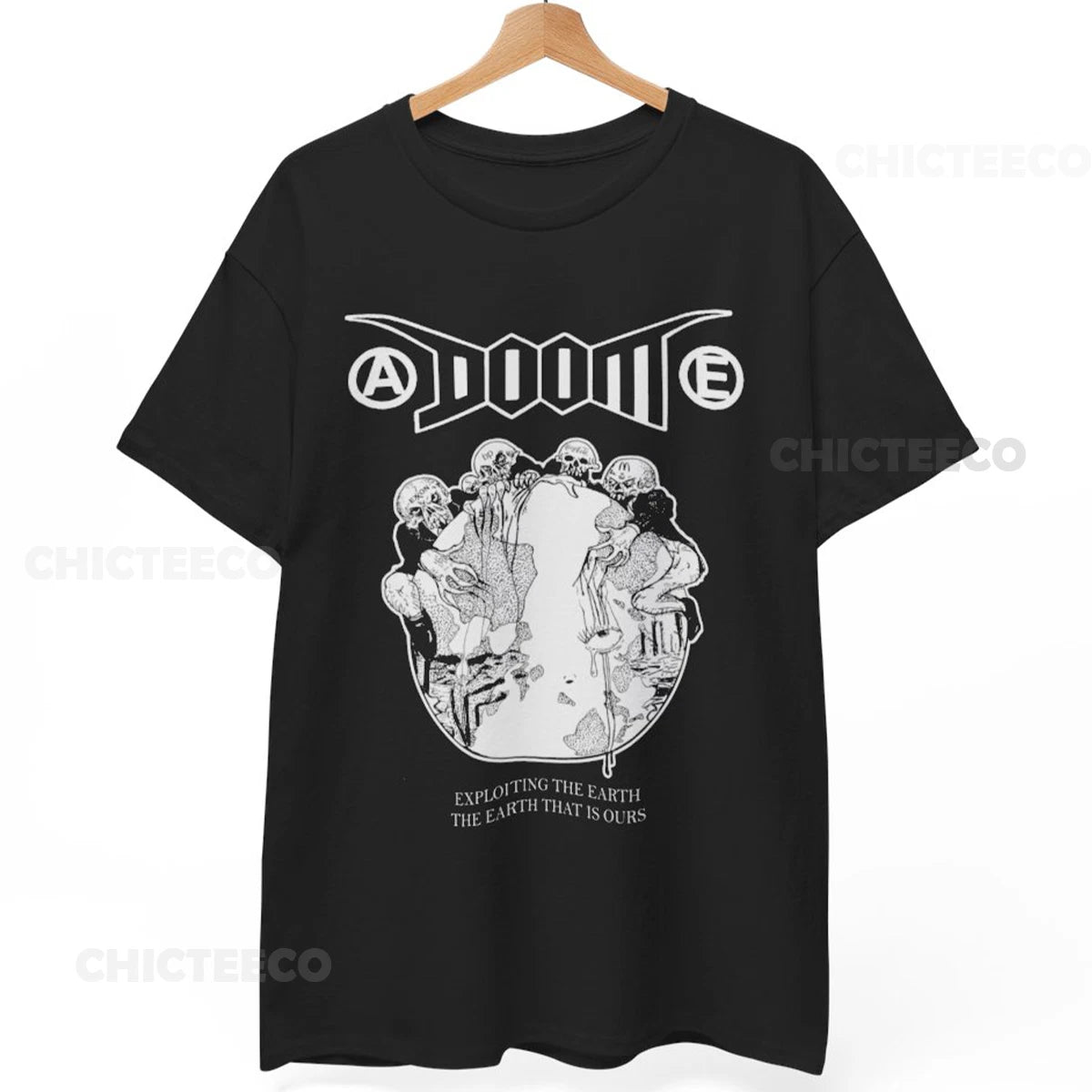 Doom Exploiting The Earth T-Shirt Crust Punk D-Beat Hardcore Unisex Tee