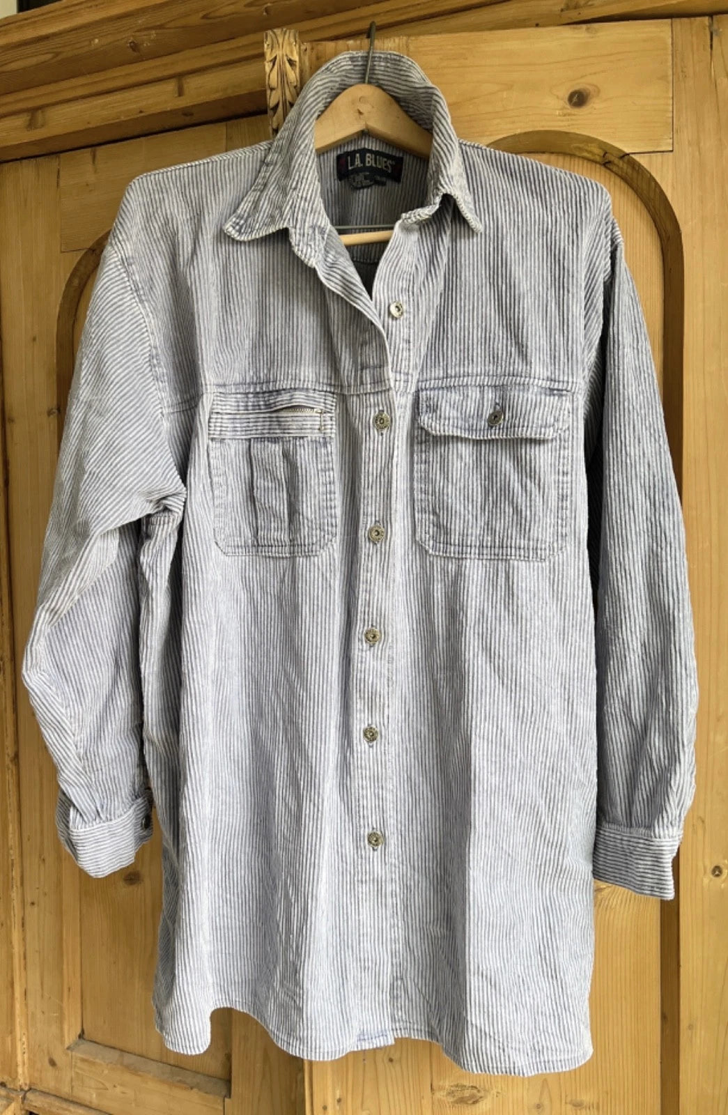 L.A. Blues Blue Cuordoroy Shirt 26/28  Button Up Boho