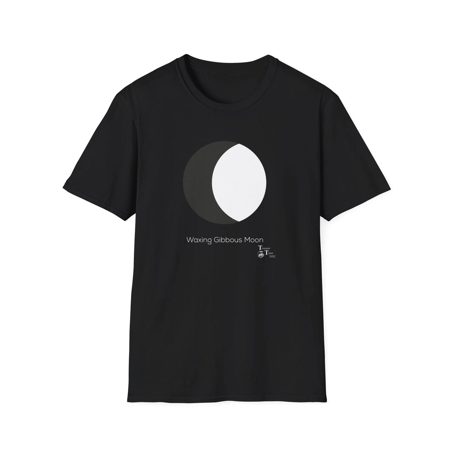 Minimalist Geometric Waxing Gibbous Moon For Black T-shirt Design