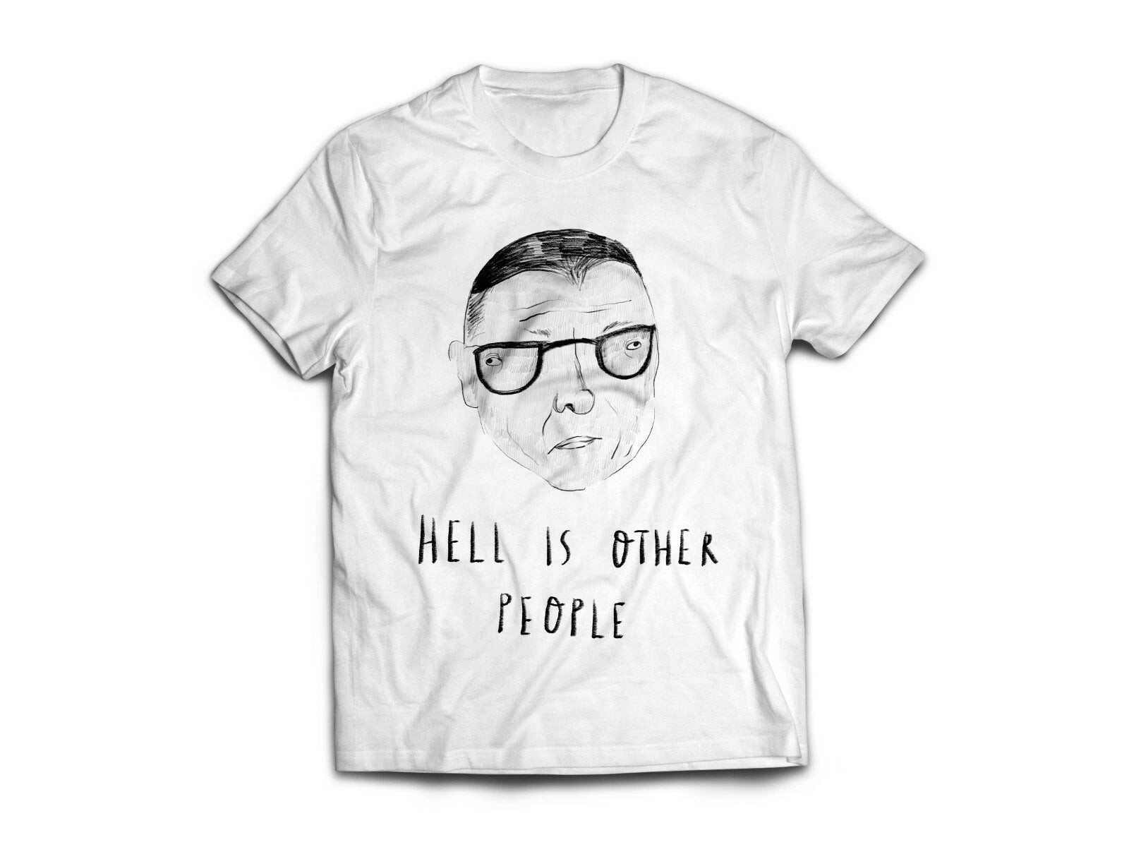 Jean-Paul Sartre T Shirt, "Hell Is Other People" existentialism, france,