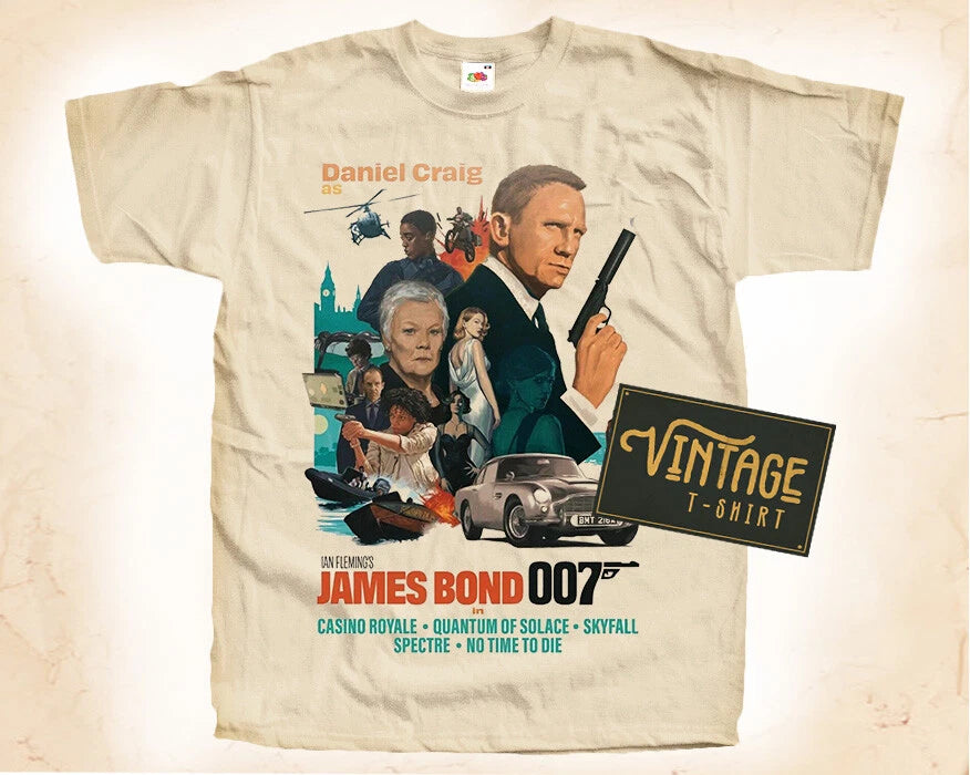 James Bond V2 Vintage T Shirt for Men NATURAL S-5XL