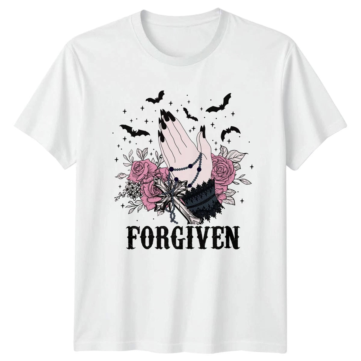 Forgiven Womens T-Shirt Gothic Spiritual Alternative Fashion Birthday