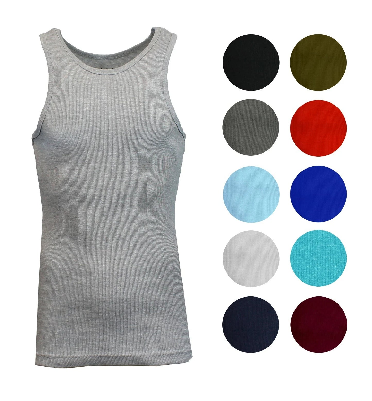 Mens Fitted Tank Tops Ribbed Shirts Muscle Tees Gym Beach Undershirts 2-Pack NEW