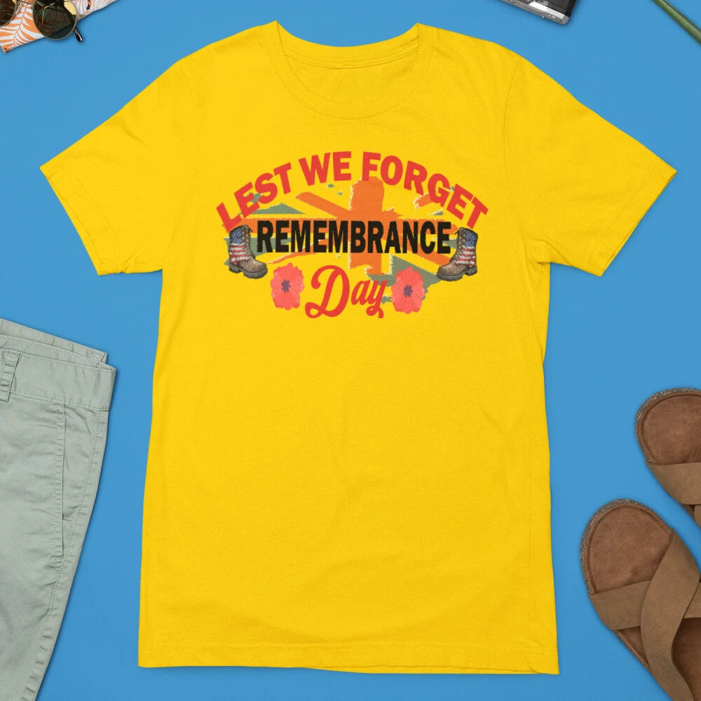 Remembrance Day T-Shirt Lest We Forget British Soldier Army Armed Poppy Flower