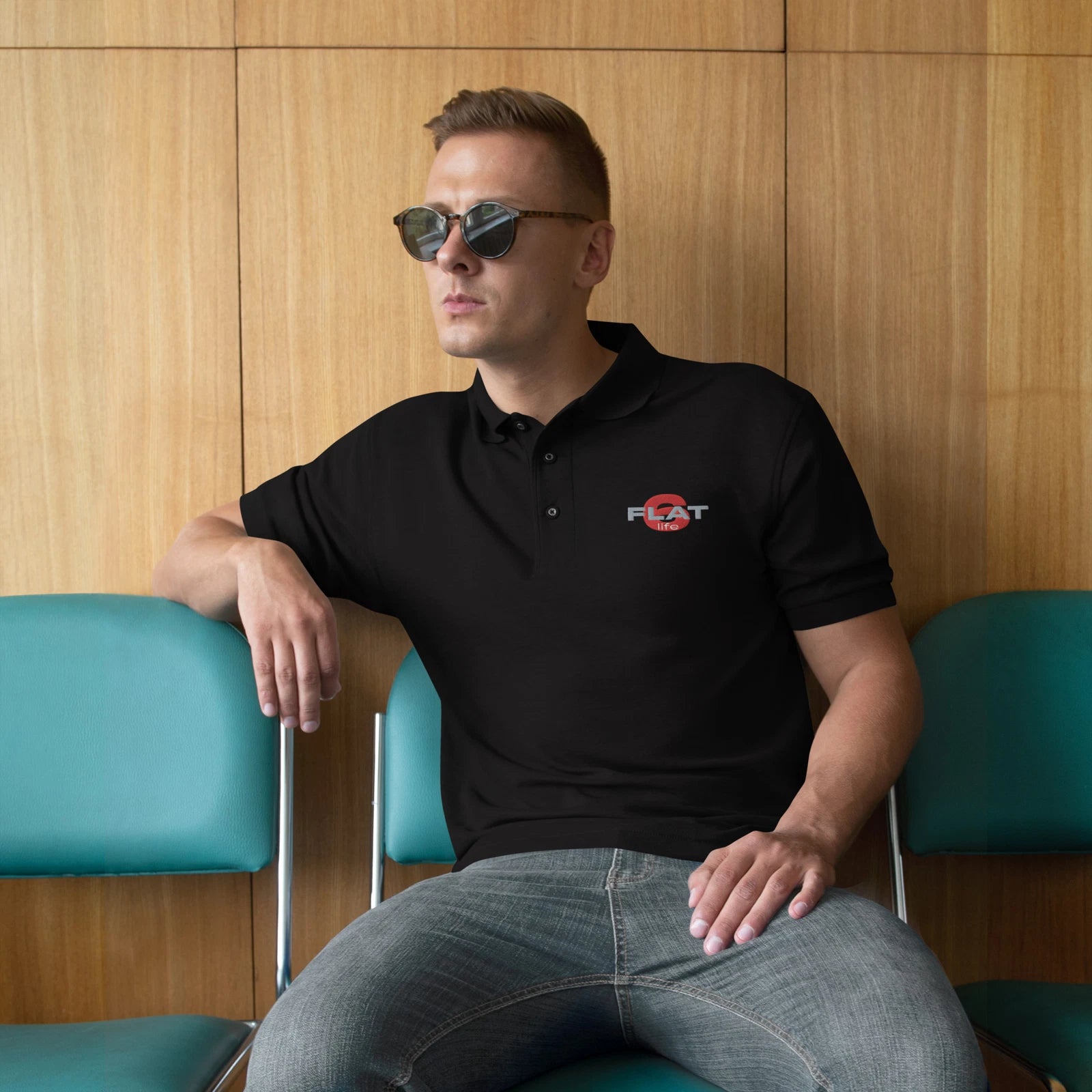 911 Enthusiast FLAT SIX LIFE Embroidered Men's Premium Polo