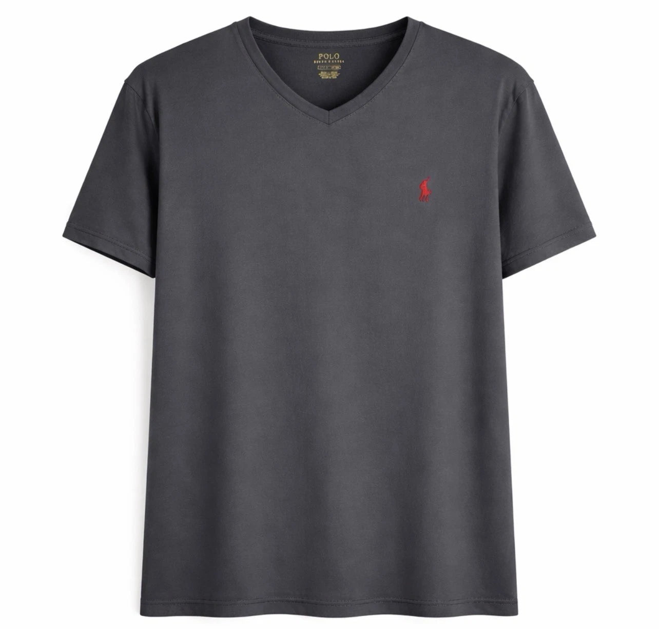 Polo Ralph Lauren V-Neck T-Shirt Classic-Fit Gray Embroidered Men's Size Large