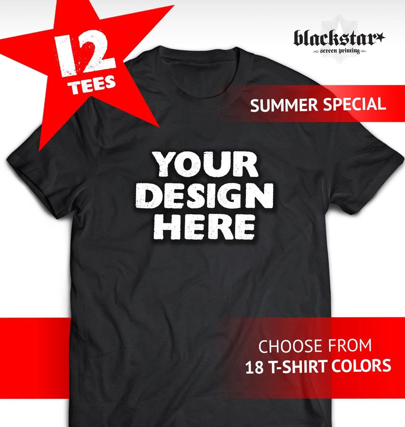 2026 SPECIAL! GILDAN 12 LIGHTWEIGHT T-SHIRTS CUSTOM SCREEN PRINTING 1-COLOR