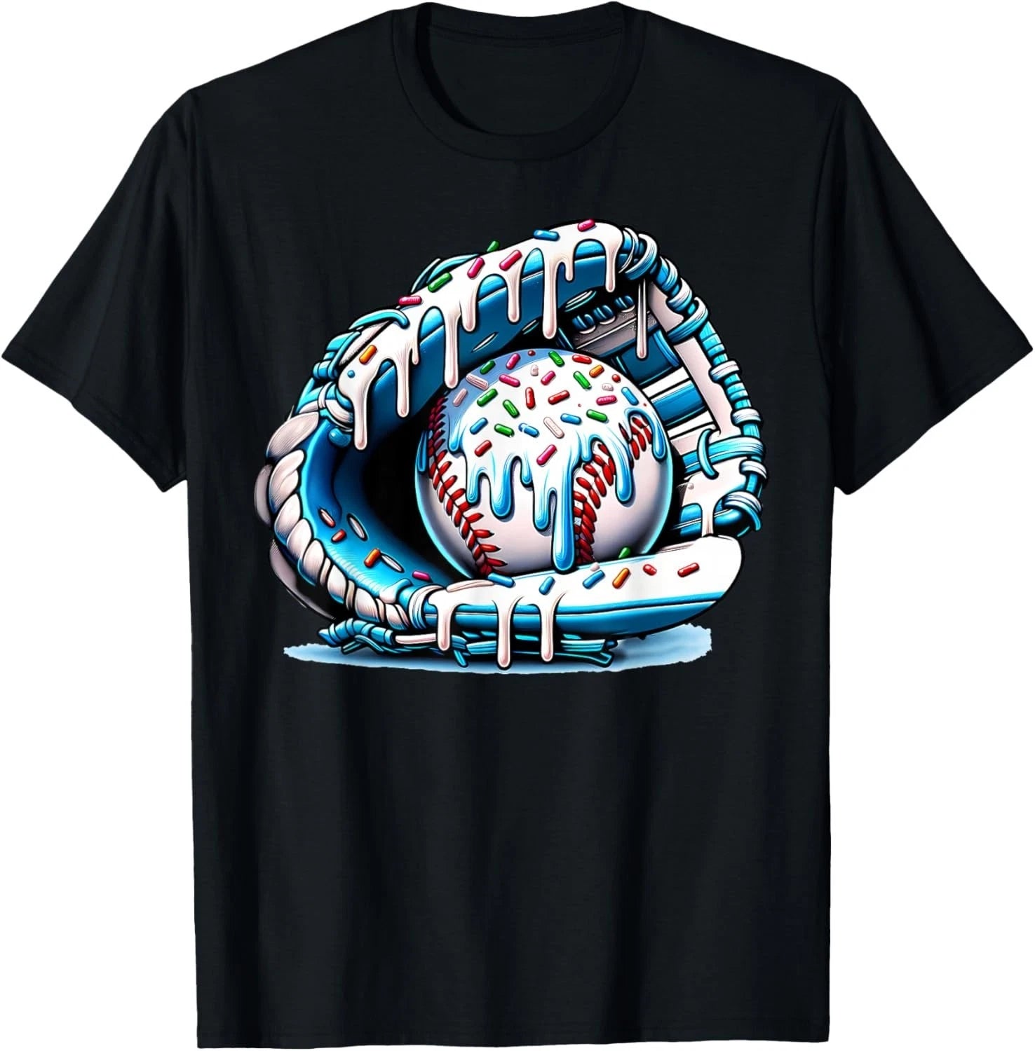 Baseball Drip Ice Cream Sprinkles Baseball Glove Gift Unisex T-Shirt