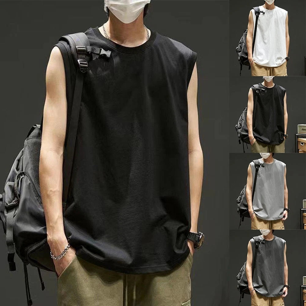 Stylish Vest Tank Regular Round Collar Running Sleeveless Slim Soft Casual