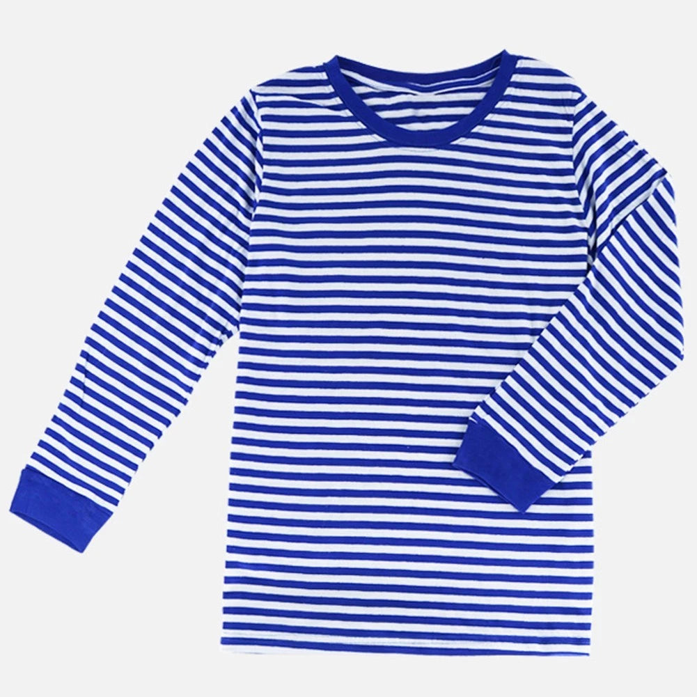 Striped Mens Casual Long Sleeve Cotton T Shirt Round Neck Pullover Top for Men