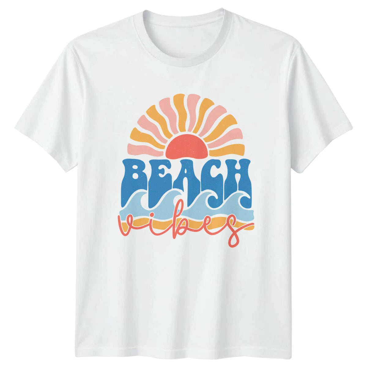 Beach Vibes Boho Summer T-Shirt Retro Sun & Waves Tee