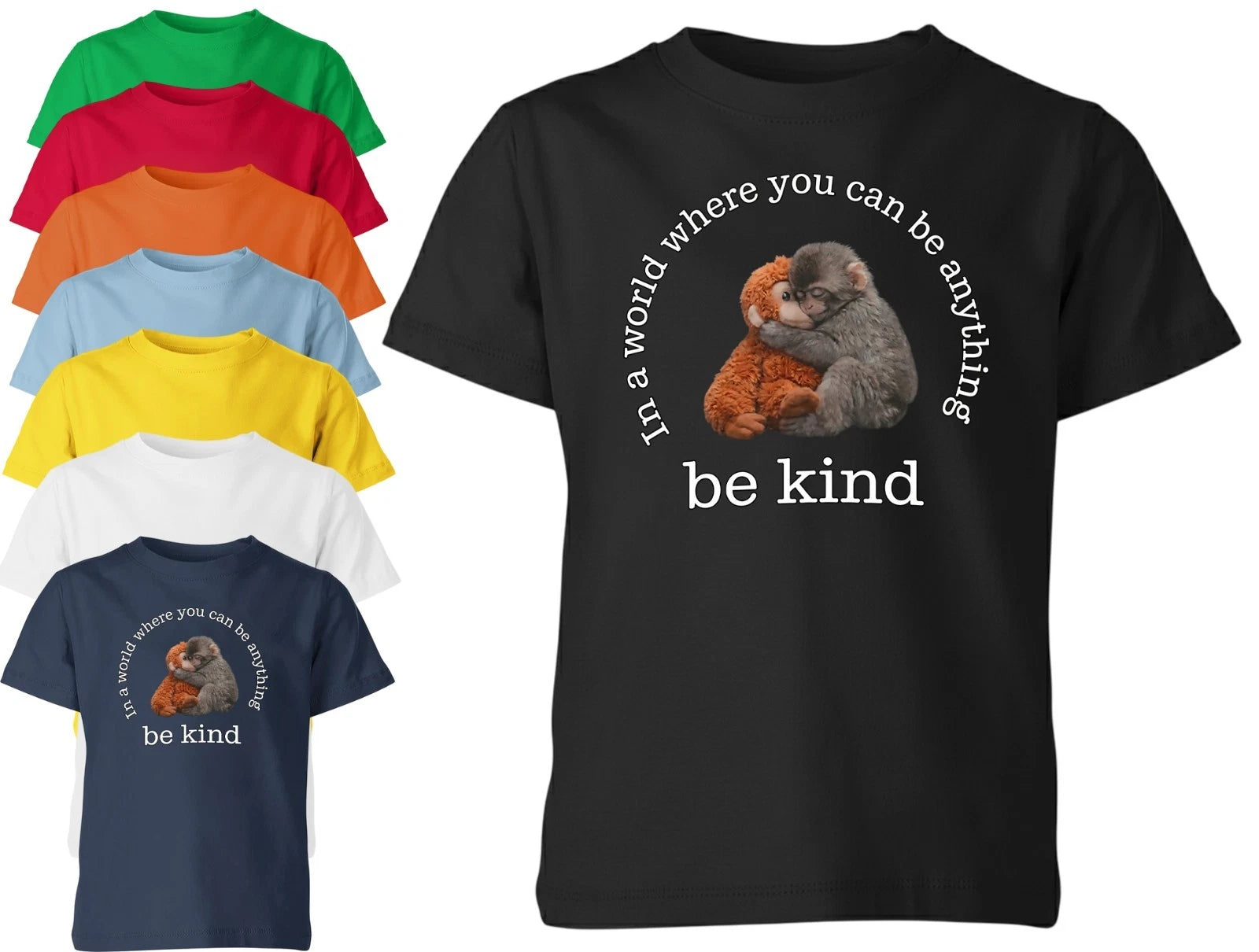 Monkey Punch Be Kind Mental Health T shirt Unisex Kids Boys Girls Gift Tee