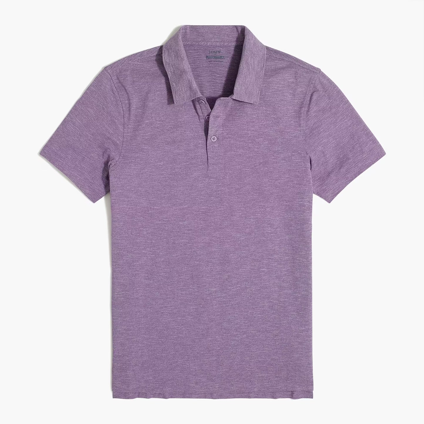 Mens J Crew Heather Purple Performance Button neck collared Polo shirt Medium