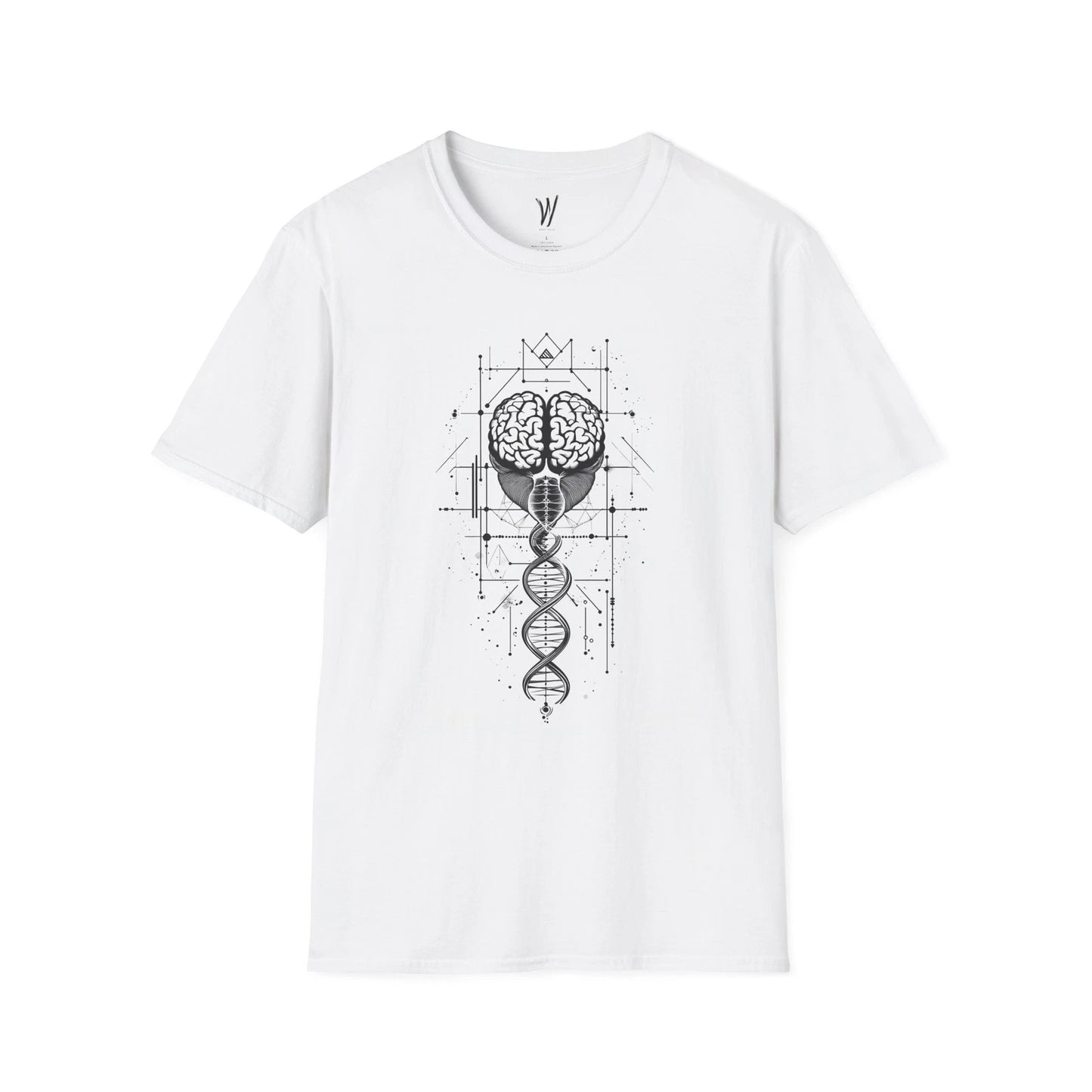Geometric Brain DNA T-Shirt, Artistic Unisex Tee, Science Gift, Unique Design,