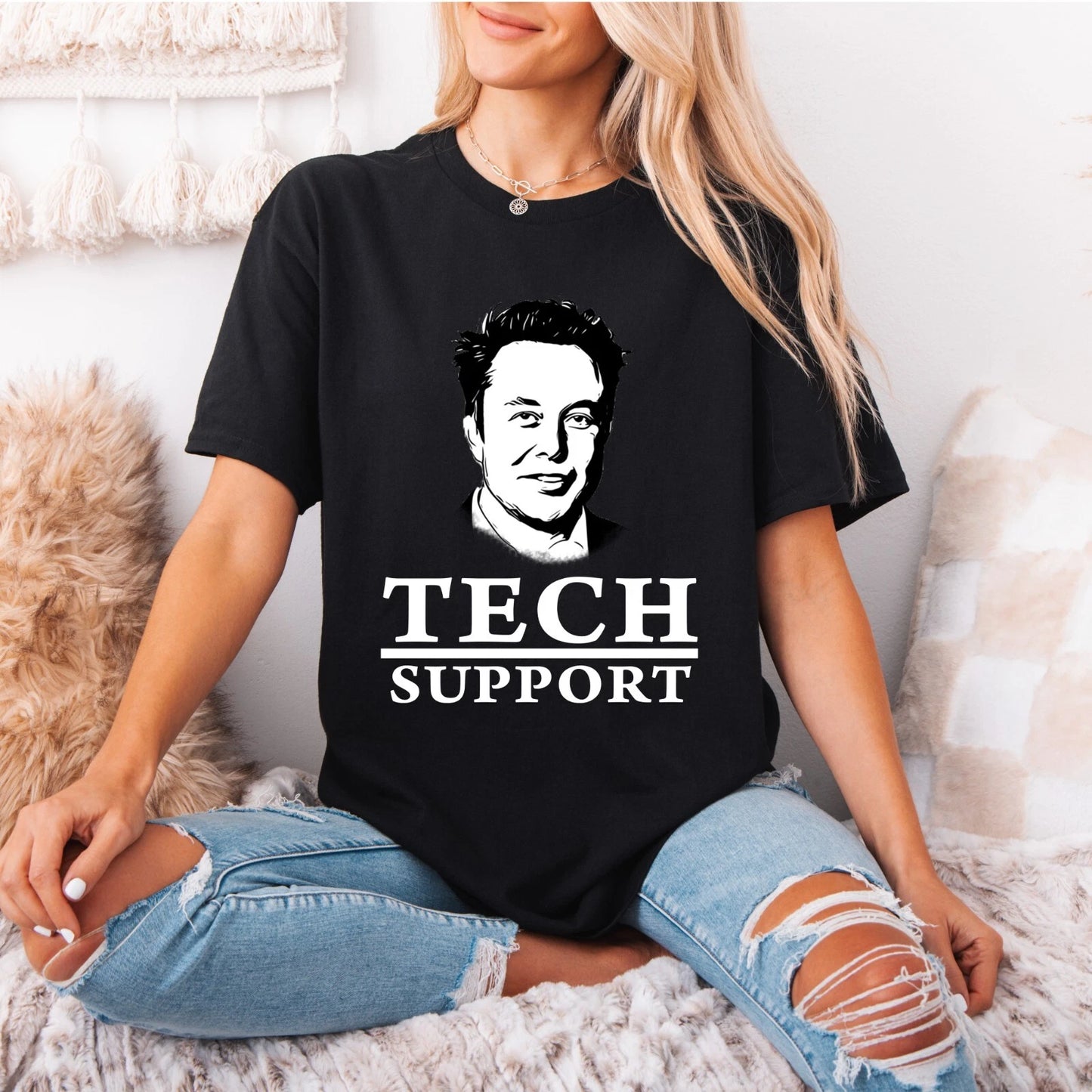 Afteprints Tech Support  Funny Quote T-shirts For Men Women Printed T-Shirt