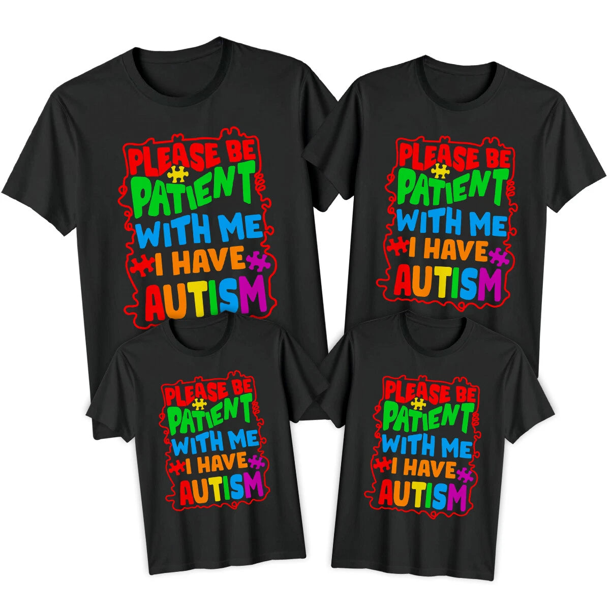 Family Please Be Patient Autism Awareness Day T-Shirt Tee Spectrum Acceptance#AD