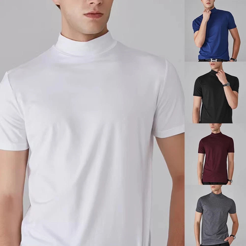 Mens Slim Fit Tee 95%Polyester 5%Spandex Short Sleeve Slim Fit Pullover
