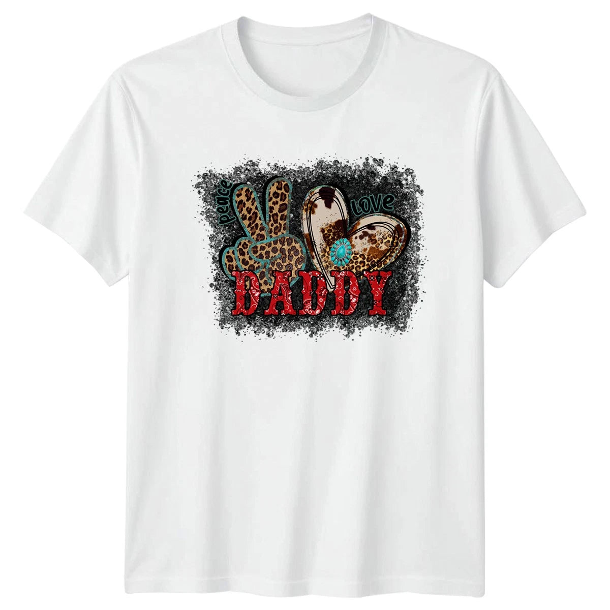 Peace Love Daddy Mens T-Shirt Western Boho Dad Family Fathers Day Gift For Him