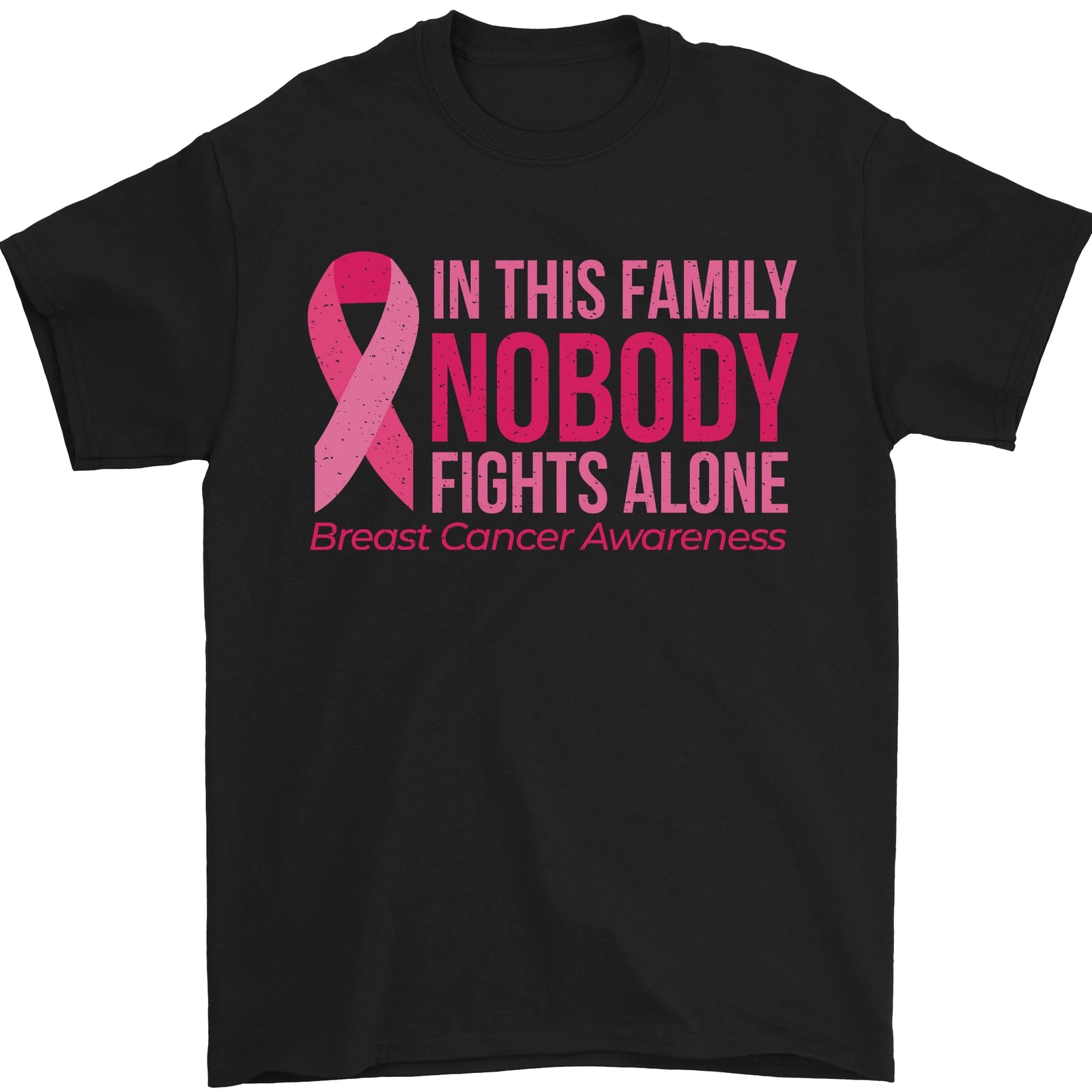 Breast Cancer Awareness Nobody Fights Alone Mens T-Shirt 100% Cotton