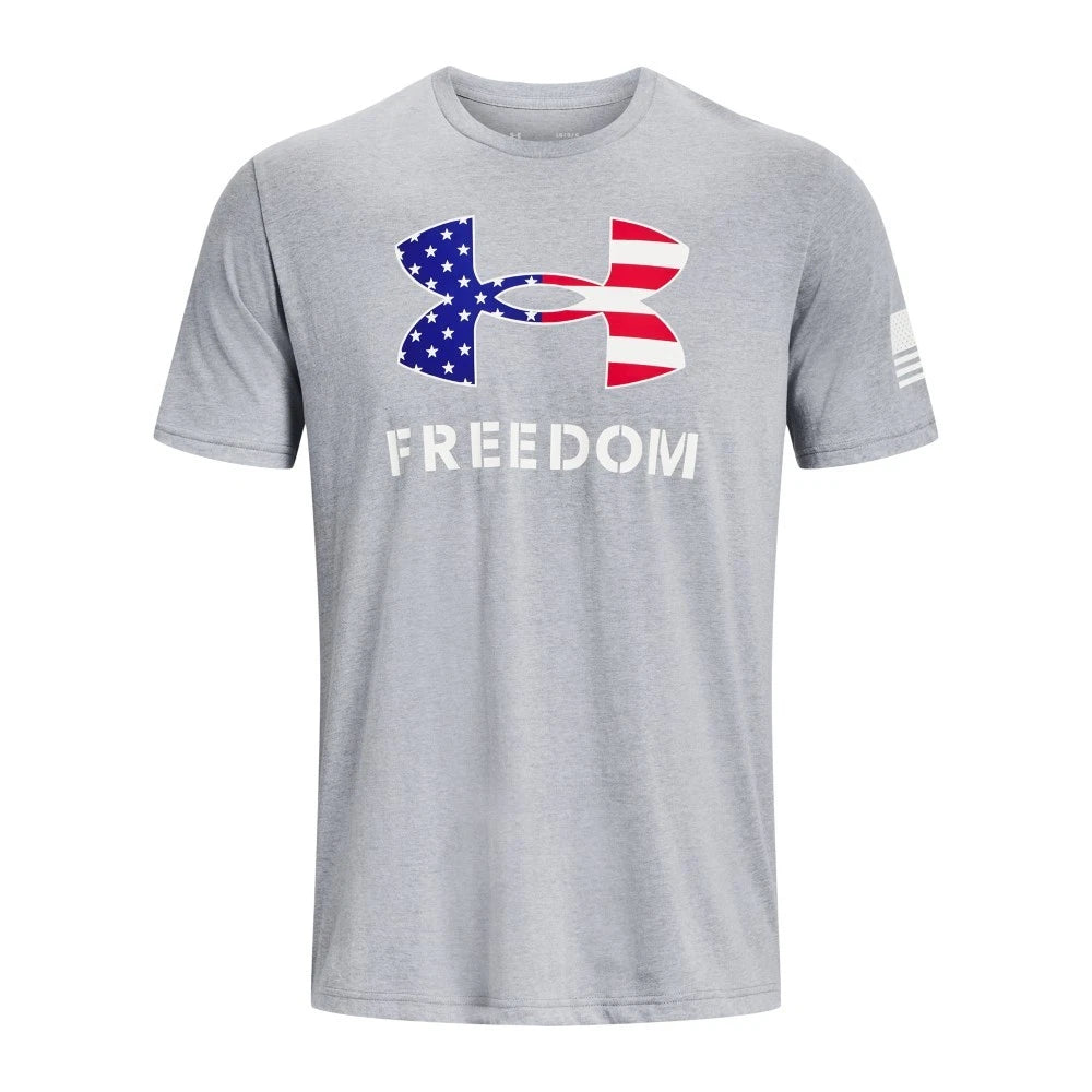 Under Armour 1370811 Men's UA Freedom Logo T-Shirt, Steel Light Heather, Large