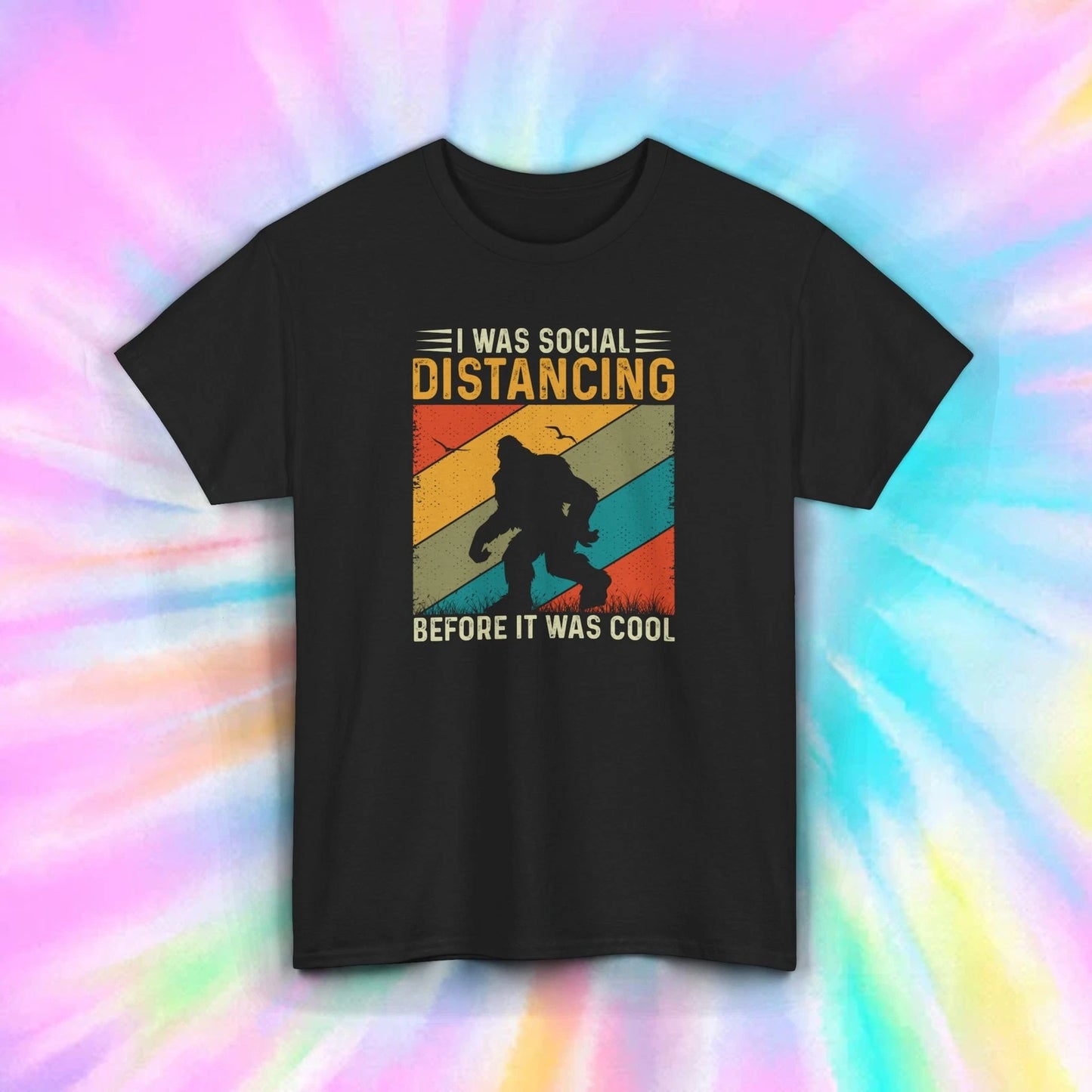 Bigfoot Social Distancing Shirt Sasquatch Retro Funny Gift S-5XL