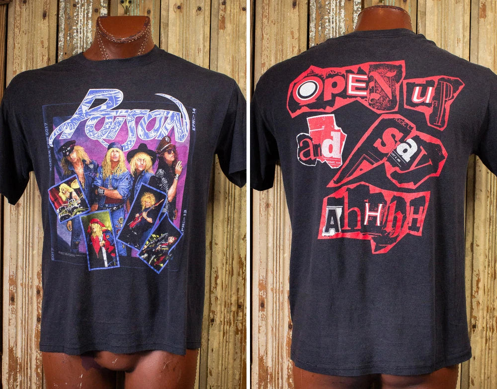 Vintage Poison Open Up And Say Ahhhh Concert T Shirt 1988 Black