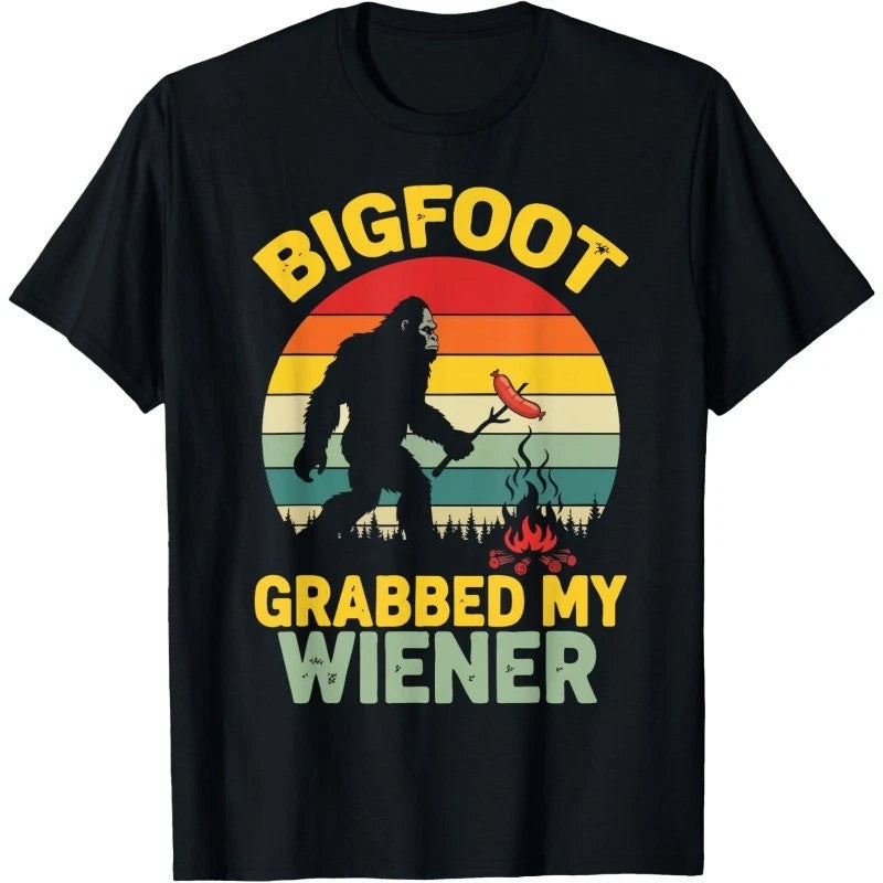 Bigfoot Grabbed My Wiener Funny Sasquatch Humor Unisex T-Shirt