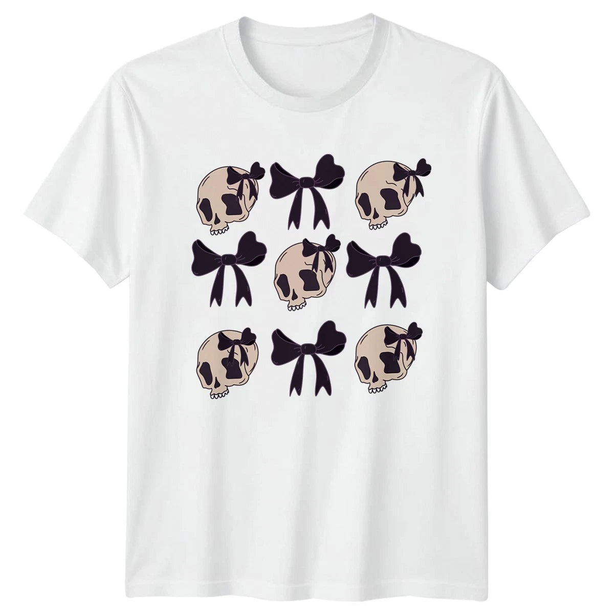 Skull With Bow Womens T-Shirt Coquette Goth Halloween Halloween Gift For Her