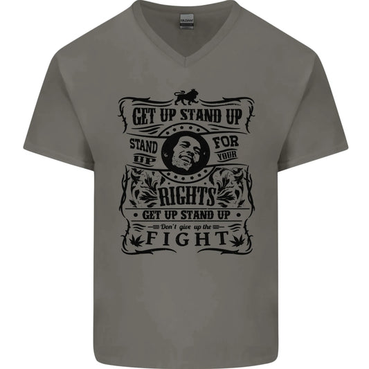 Get up Stand up Reggae Music Mens V-Neck Cotton T-Shirt