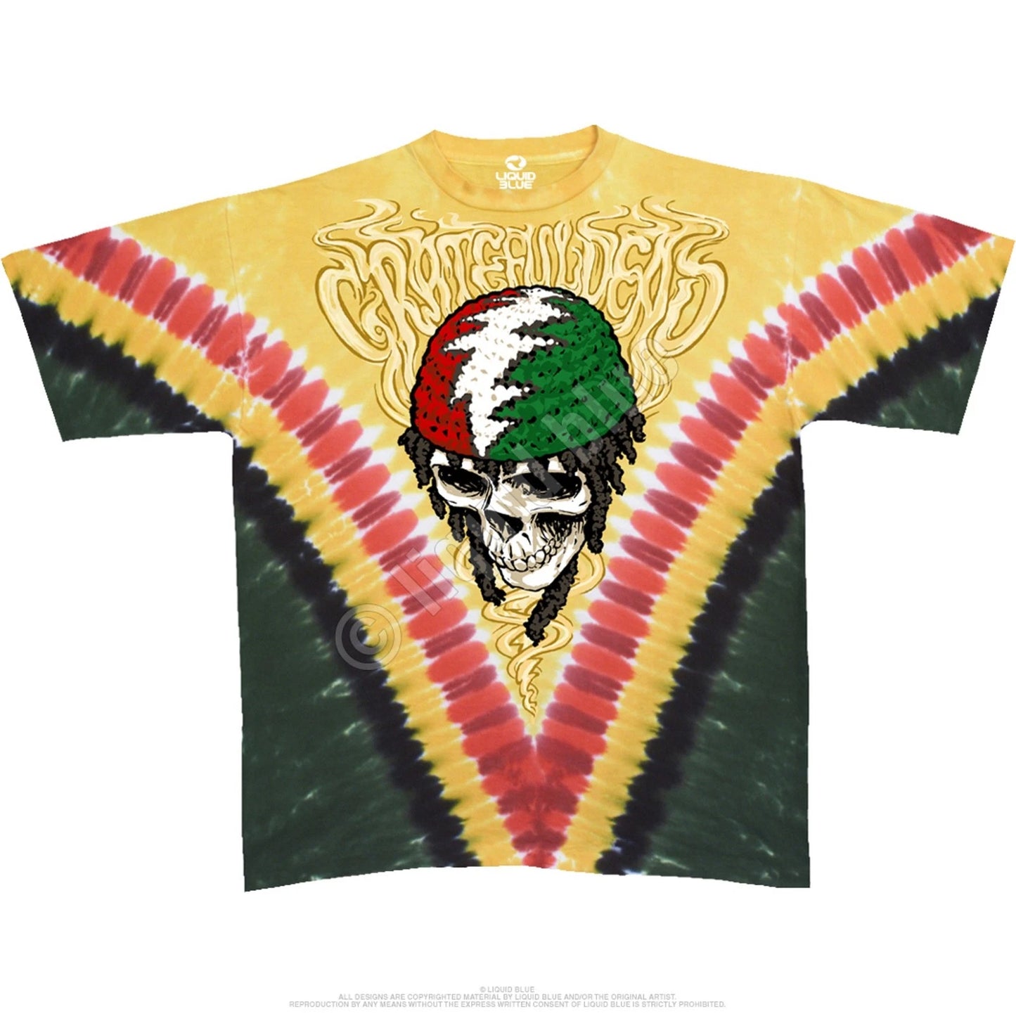 GRATEFUL DEAD-RASTA DEAD V DYE-2 Sdd TIE DYE T-SHIRT  M-L-XL-XXL,6X Garcia,Lesh