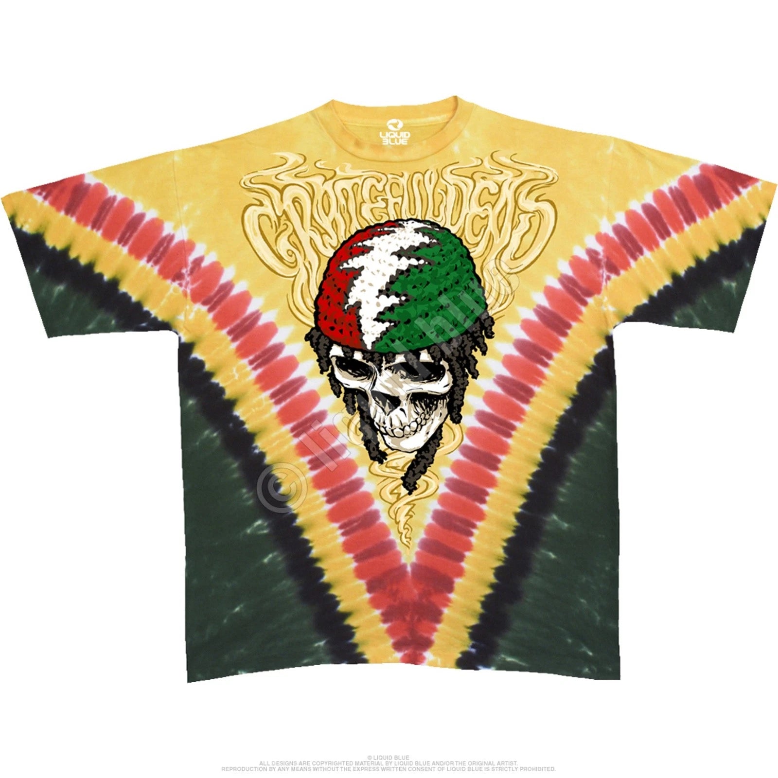 GRATEFUL DEAD-RASTA DEAD V DYE-2 Sdd TIE DYE T-SHIRT  M-L-XL-XXL,6X Garcia,Lesh