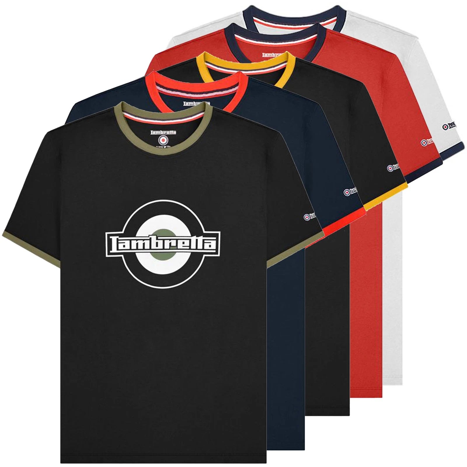 Mens Lambretta Smart Casual Retro SKA Ringer Logo Shirt Sizes M to 4XL
