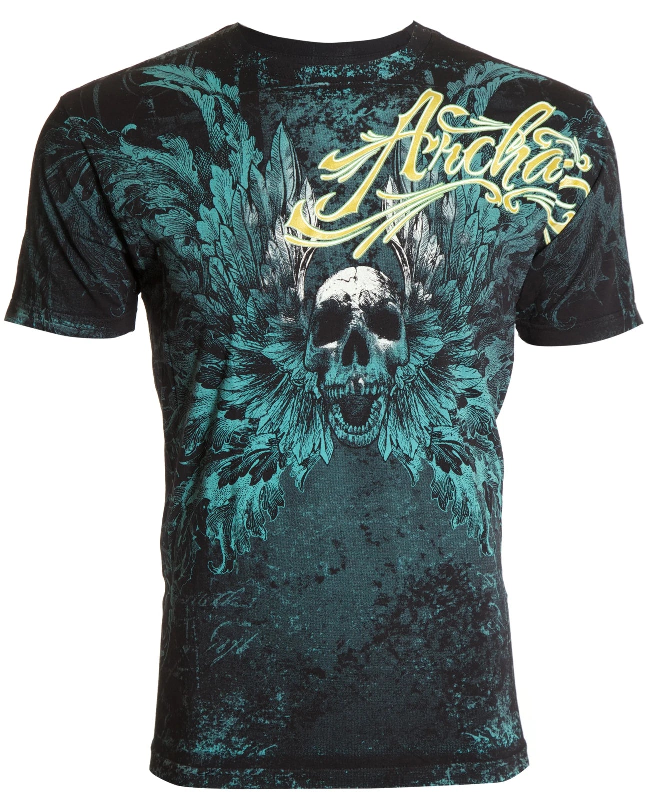 Archaic by Affliction Men's T-Shirt Hinsley Wings Cross Biker