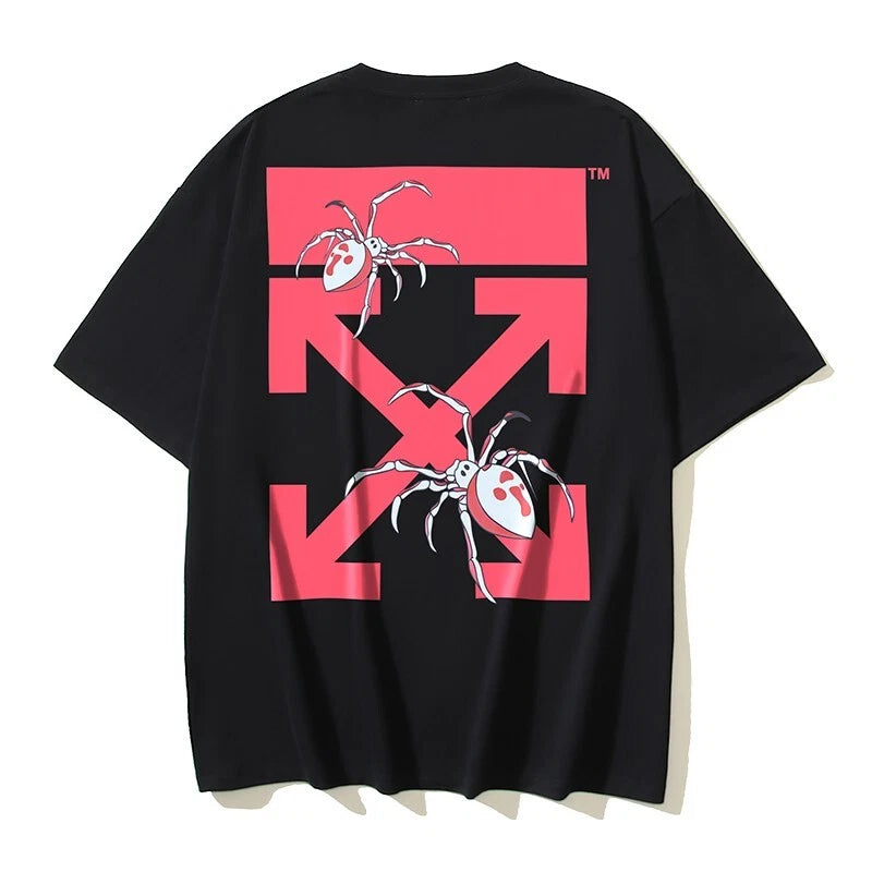 Popular OFF WHITE Character Print Black Size Logo T-shirt Men's Size Tee 11