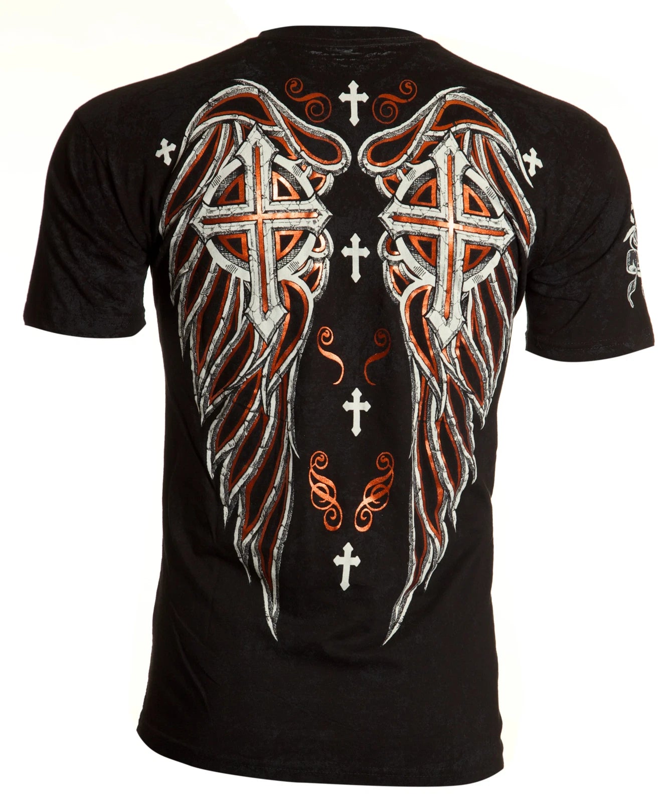 Archaic by Affliction Men's T-Shirt Faith Regained Wings Cross Biker