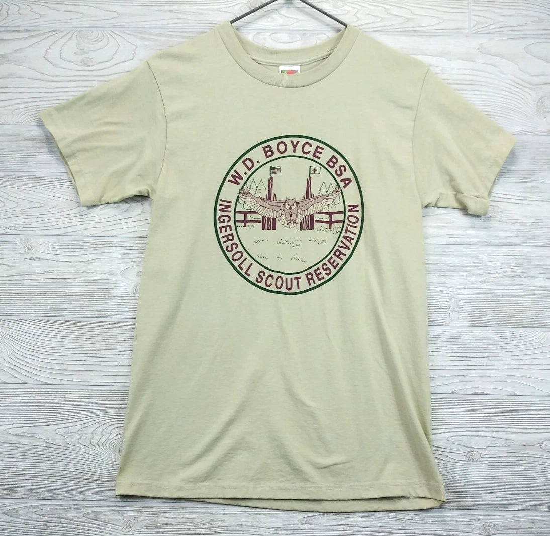 Vintage Boy Scout WD Boyce BSA Shirt Medium Khaki Ingersoll Scout Reserve Y2K