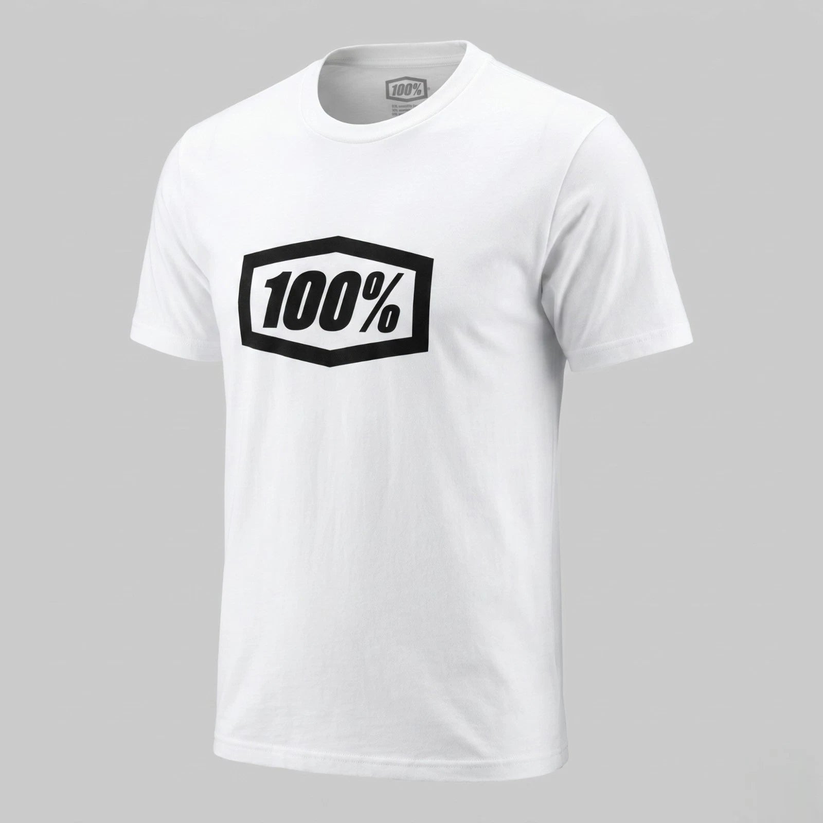 100% 100 Percent Mens T-Shirt Medium White Fit Graphic Print Cotton Blend
