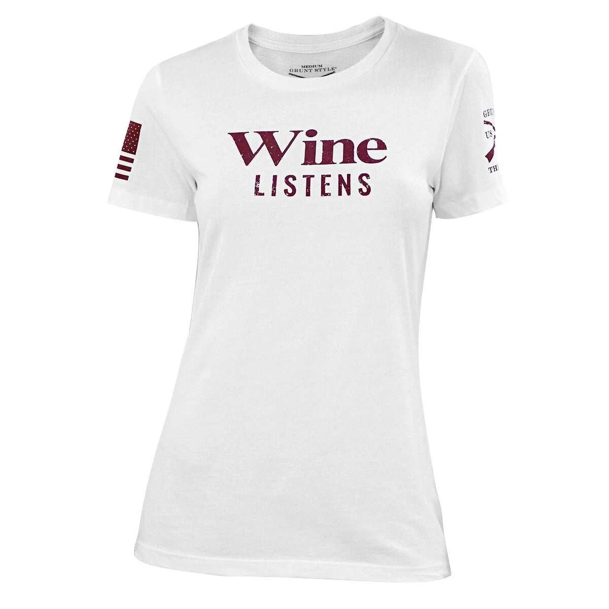 Grunt Style Women's Wine Listens T-Shirt - White