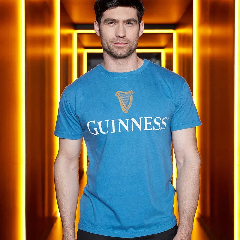 Guinness Gold Harp Premium Trademark 1759 Label Blue T-Shirt new in plastic 3XL