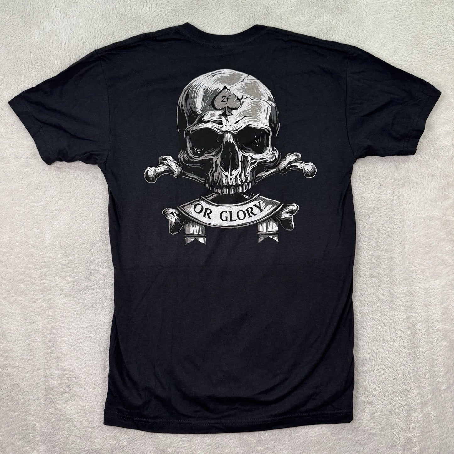 NEW Zero Foxtrot T Shirt Men Small Black Skull Graphic Death Or Glory Crossbones