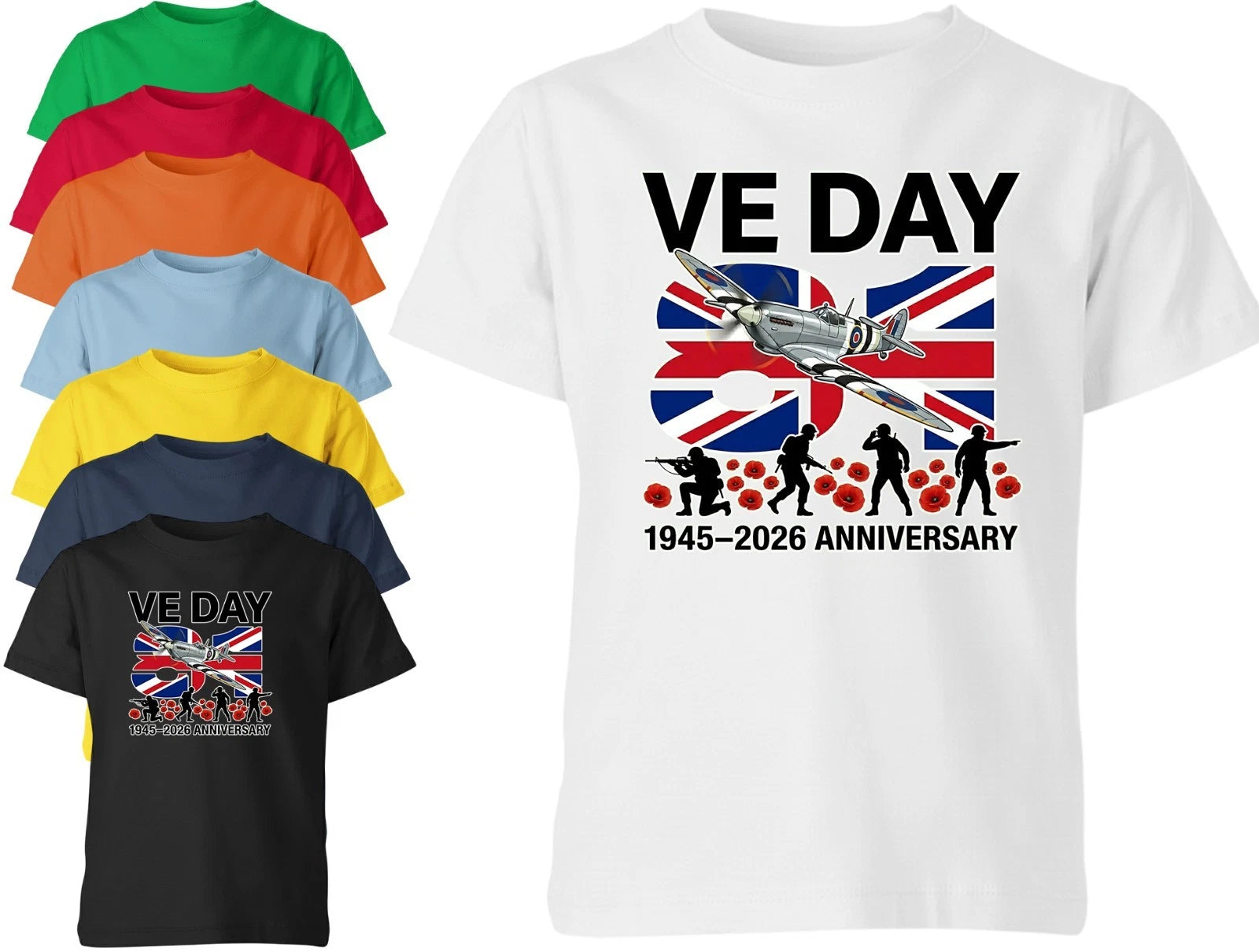 VE Day 81st Anniversary Unisex T-Shirt UK Flag WWII Remembrance 1945 - 2026 Tee