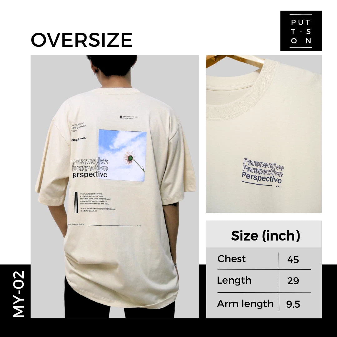 oversized t shirt fashionable for men male with text and art design 100% cotton