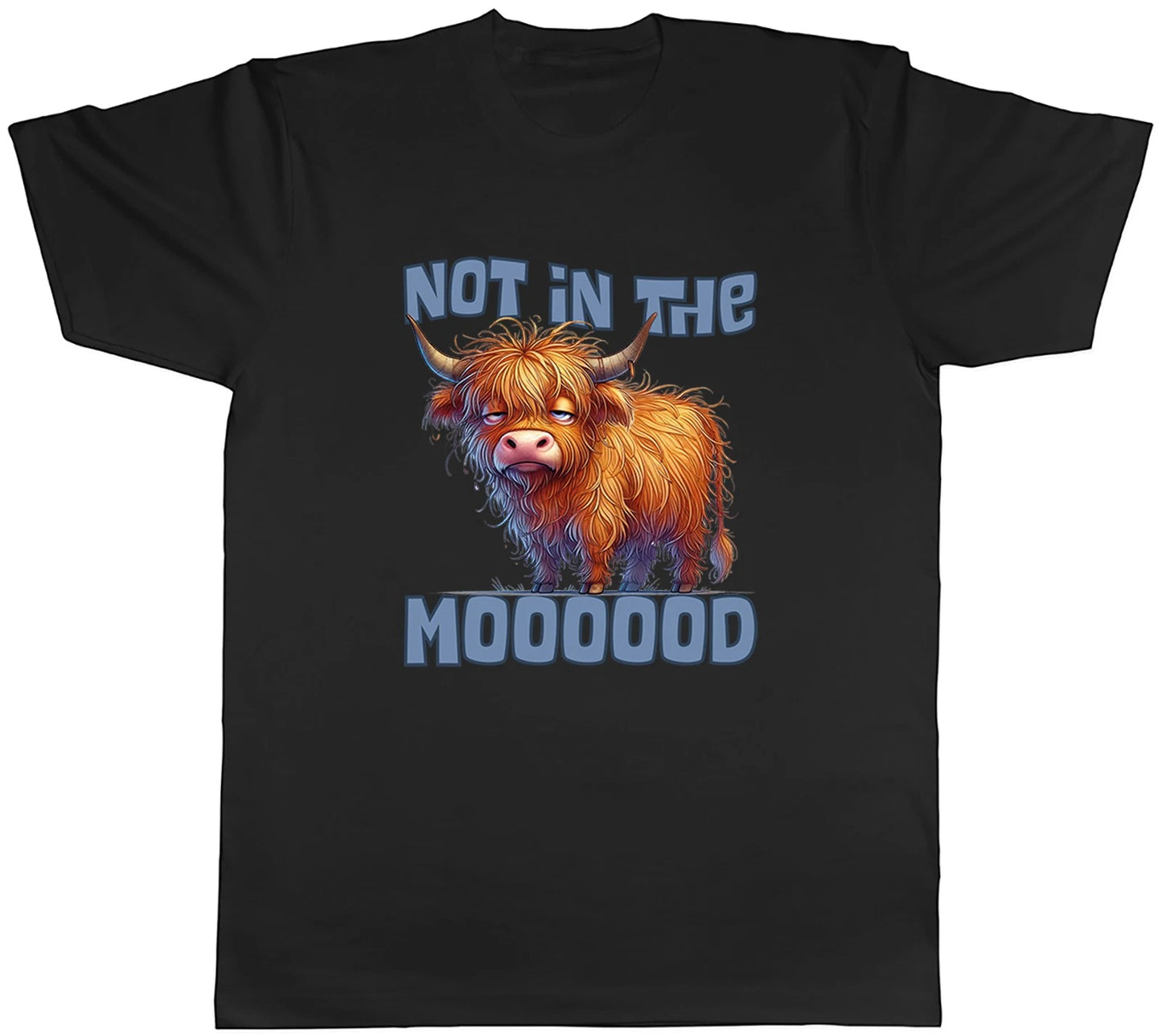 Funny Highland Cow Not in the Moooood Mens T-Shirt Tee Gift Top