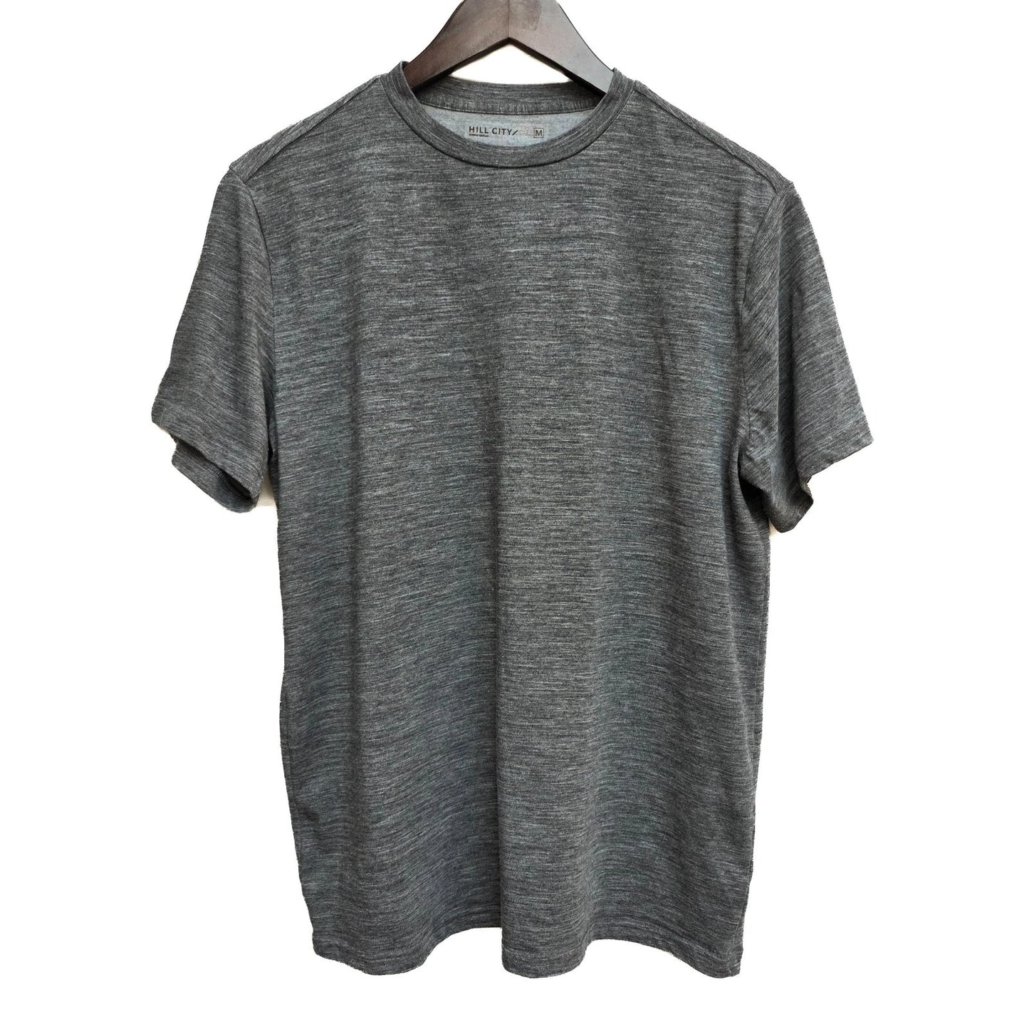 Hill City Merino Wool Blend T-Shirt Mens M Heathered Gray Crew Neck Short Sleeve