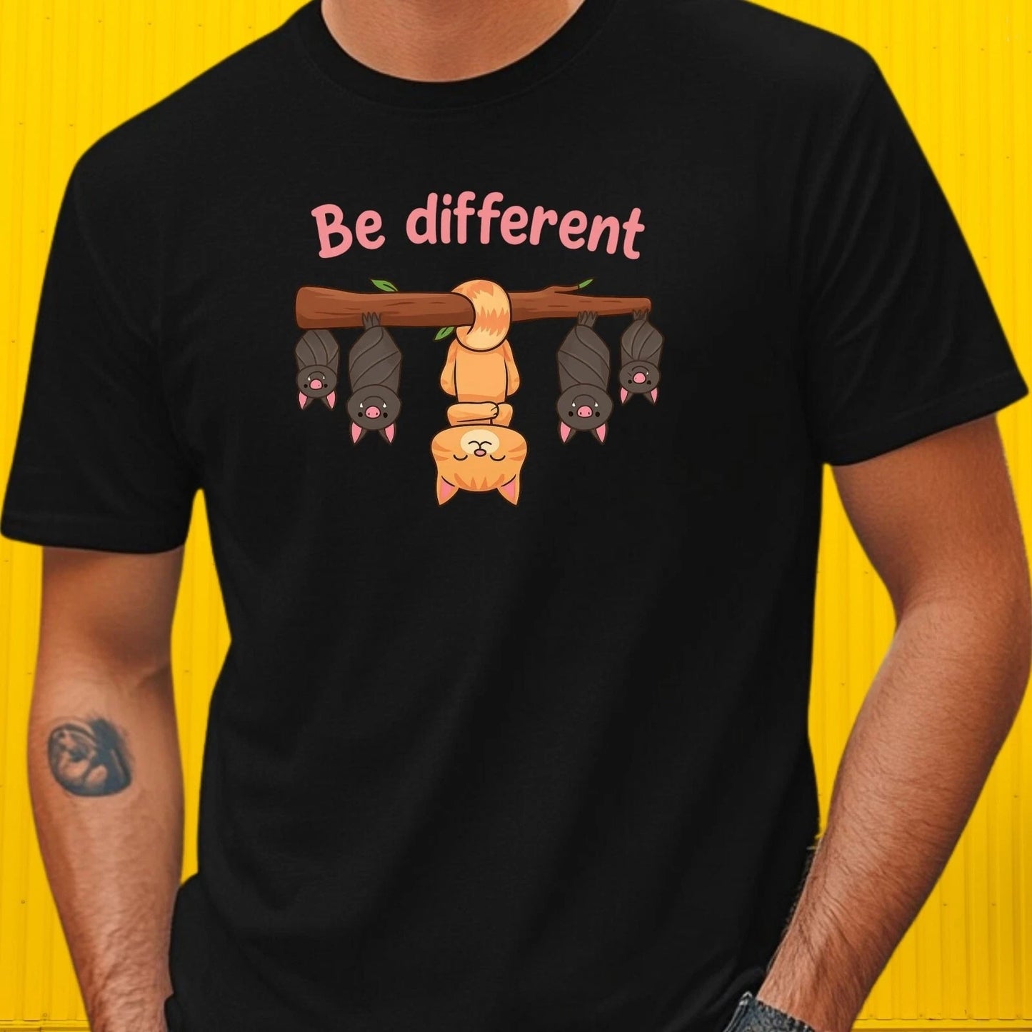 Mens Be Different Motif Cotton T-Shirt Size XS to 5XL