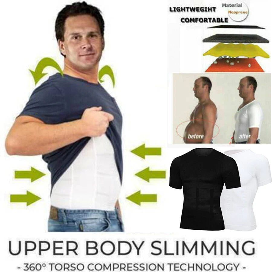 Men Body Toning T-shirt The UltraDurable Body Compression Shapewear Slimming Top