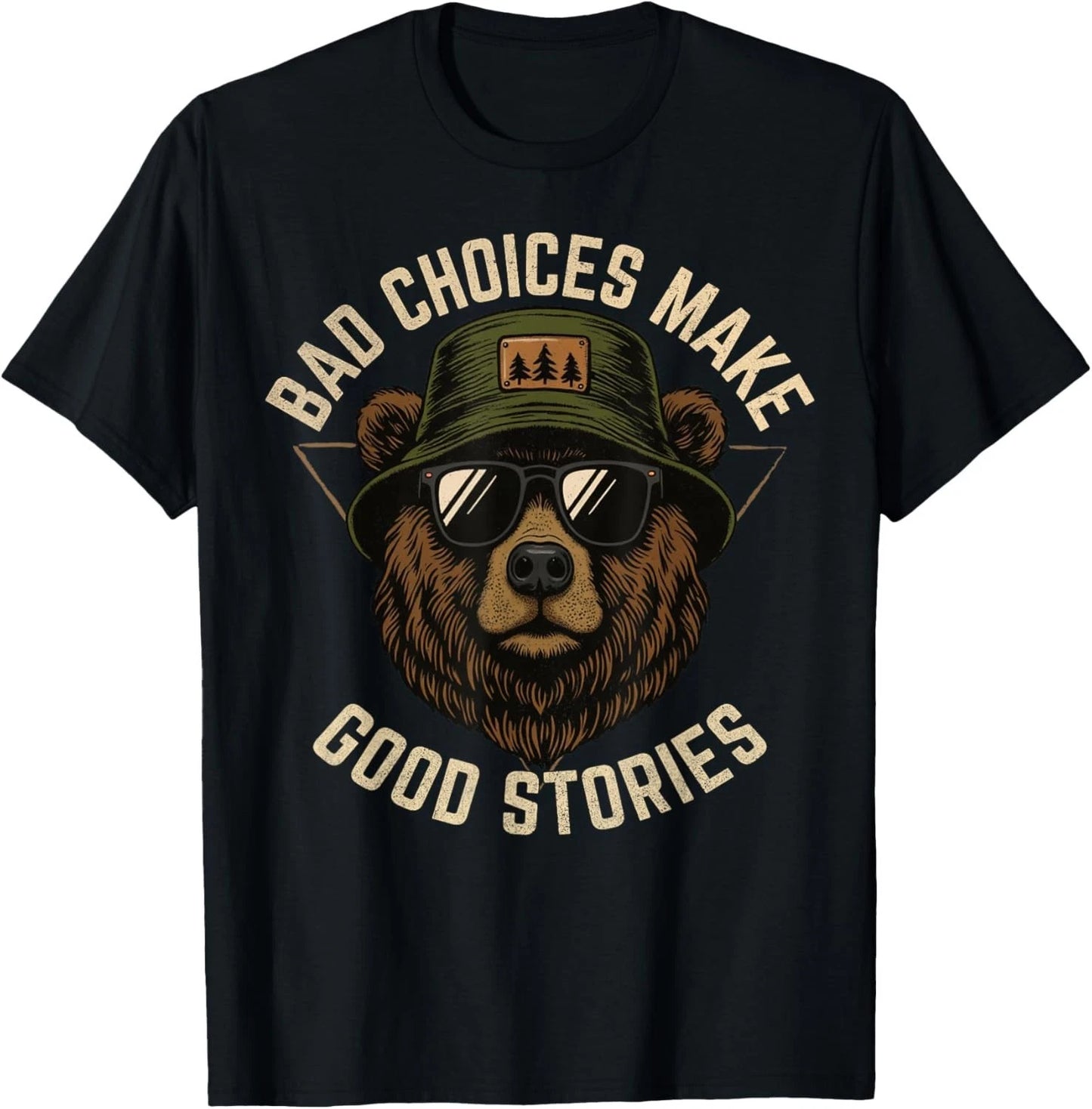 Funny Graphic Tees Retro Bear Bad Choices Make Good Stories Gift Unisex T-Shirt