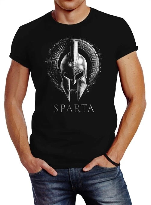Neverless® men's T-shirt print Sparta helmet warrior warrior print shirt