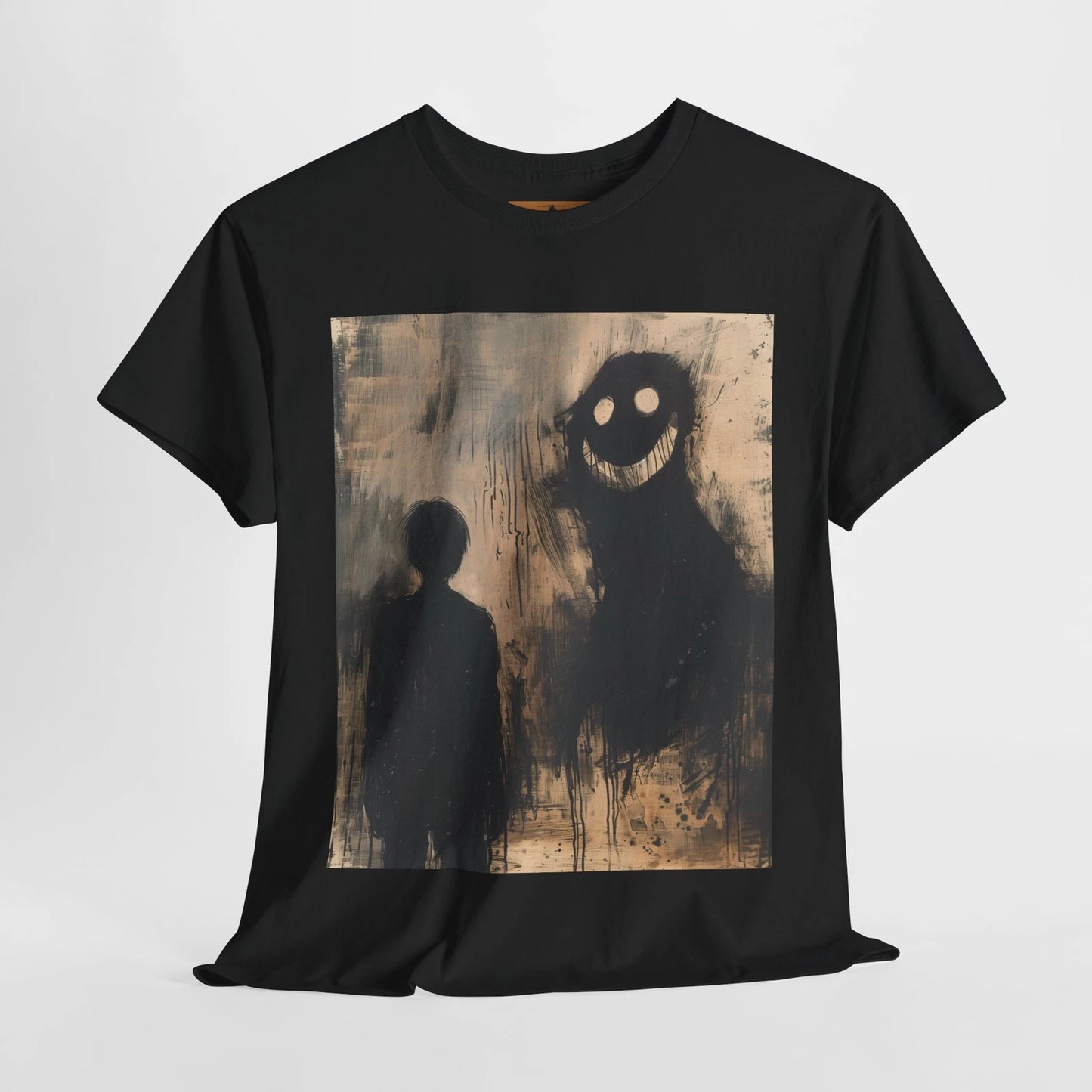 Creepy Shadow Grin T-Shirt – Horror Void Eyes Minimalist Dark Art Tee