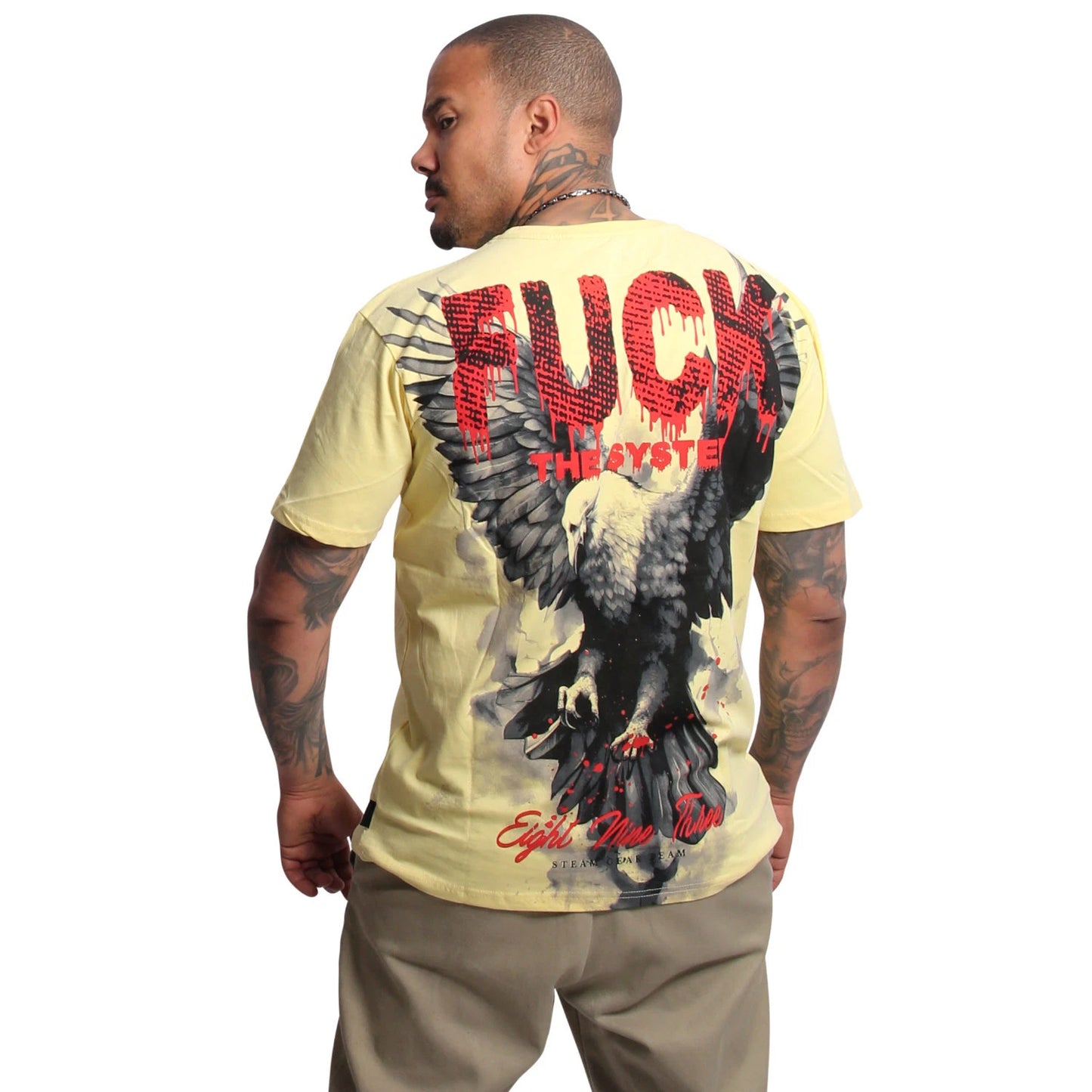 New Yakuza Men's Eagle Regular T-Shirt - Pale Banana